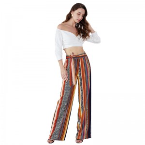 Stripe Custom High Waist Yoga Lounge Wide Leg Ladies Pants