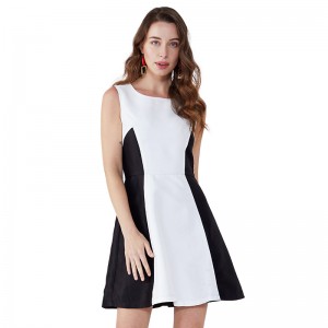 2019 Black White Patchwork Sweetheart Casual Dresses Women Fashion Dress Clothing JSDJ2258