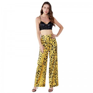 Yellow Leopard Texture Palazo Women Lady Pants With Elastic JCGJ190315037