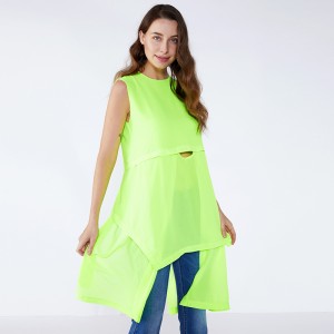 Fluorescent Green Loose Designs Plus Size Long Lady Blouse & Top