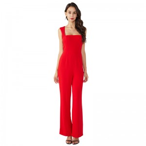 Red Casual Sleeveless Long Ladies Jumpsuit for women