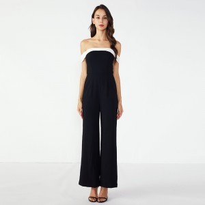 Sexy Women Backless Color Black Sleeveless Jumpsuit