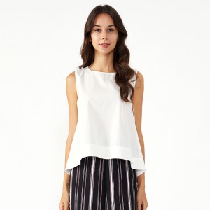 White Basic Sleeveless Western Office Cute Ladies Tops for Women