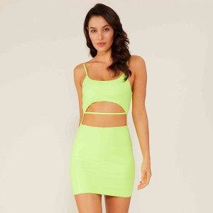 Professional Factory Oem Custom Sexy Fluorescent Green Sexy Club Beach Dress Women Style