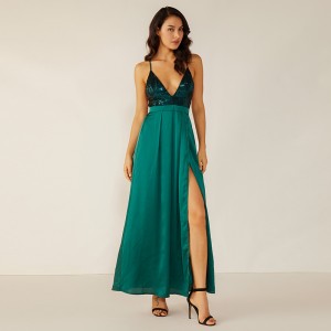 Custom Oem Summer Green Coctail Off Shoulder Sexy Evening Backless X Lady Elegant Dress Women WM0005